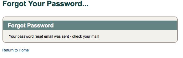 Customized Forgot Password Sent Screen
